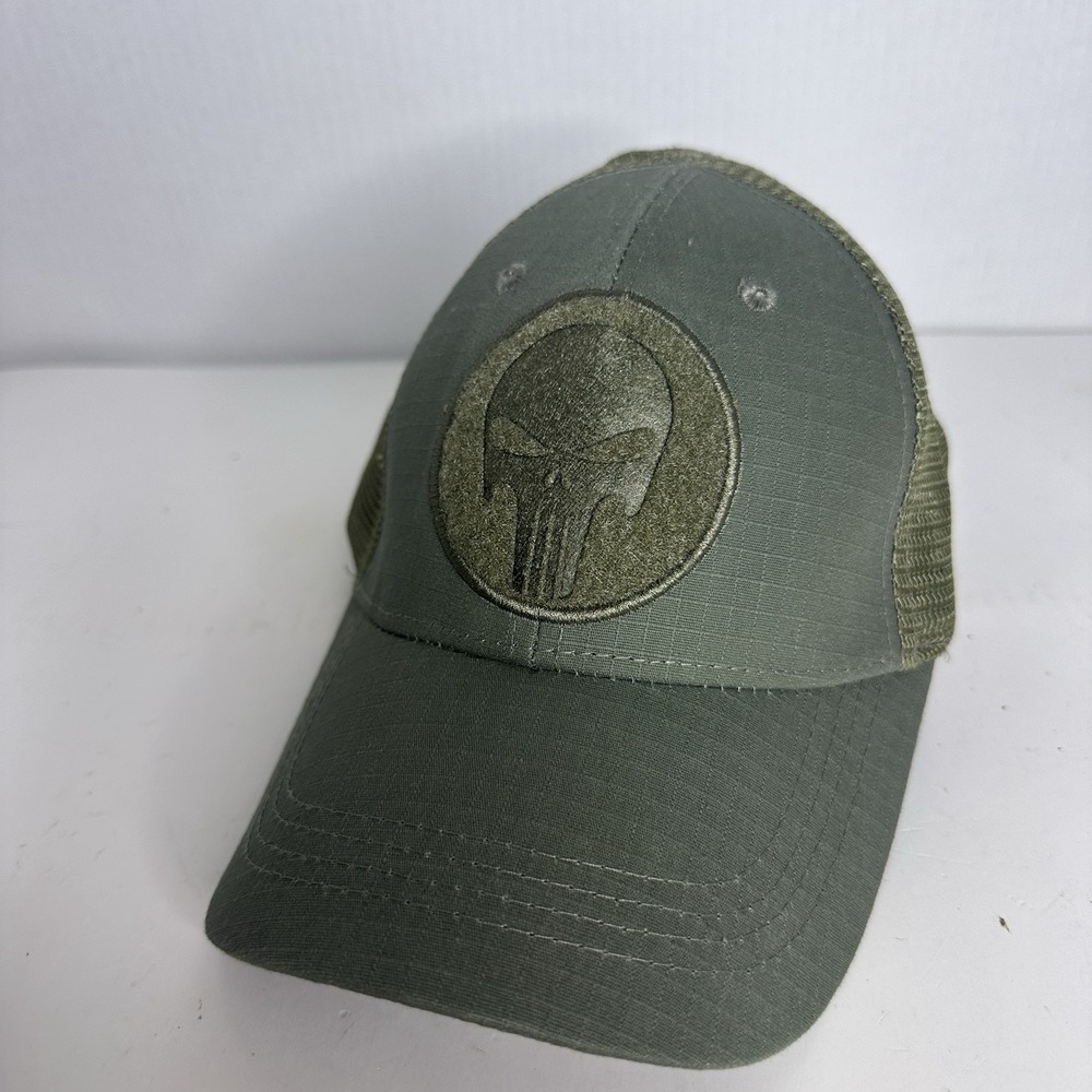 Highland Tactical Mesh Cap Punisher Flexible SnapBack‎ Trucker Hat Olive Green